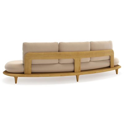 Bomero loungeset in teak met natte heather beige all weather sunbrella® luxe kussen