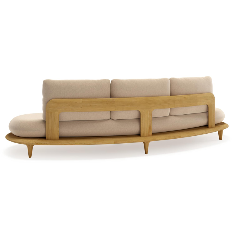Bomero loungeset in teak met natte heather beige all weather sunbrella® luxe kussen