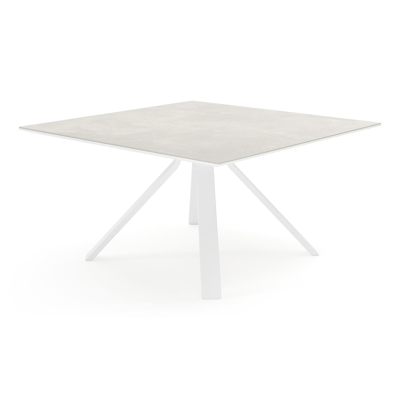 Cesano tuintafel in wit aluminium en volkeramiek new york - L 148 x B 148 x H 74,5 cm