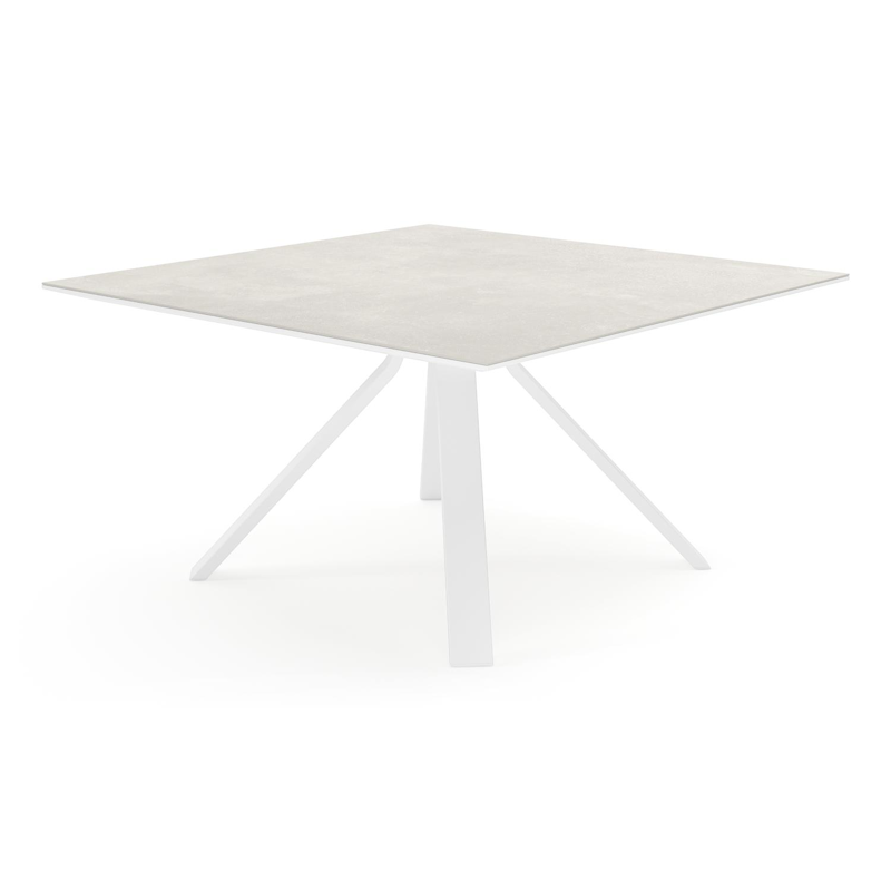 Cesano tuintafel vierkant in wit aluminium en volkeramiek new york - L 148 x B 148 x H 75 cm