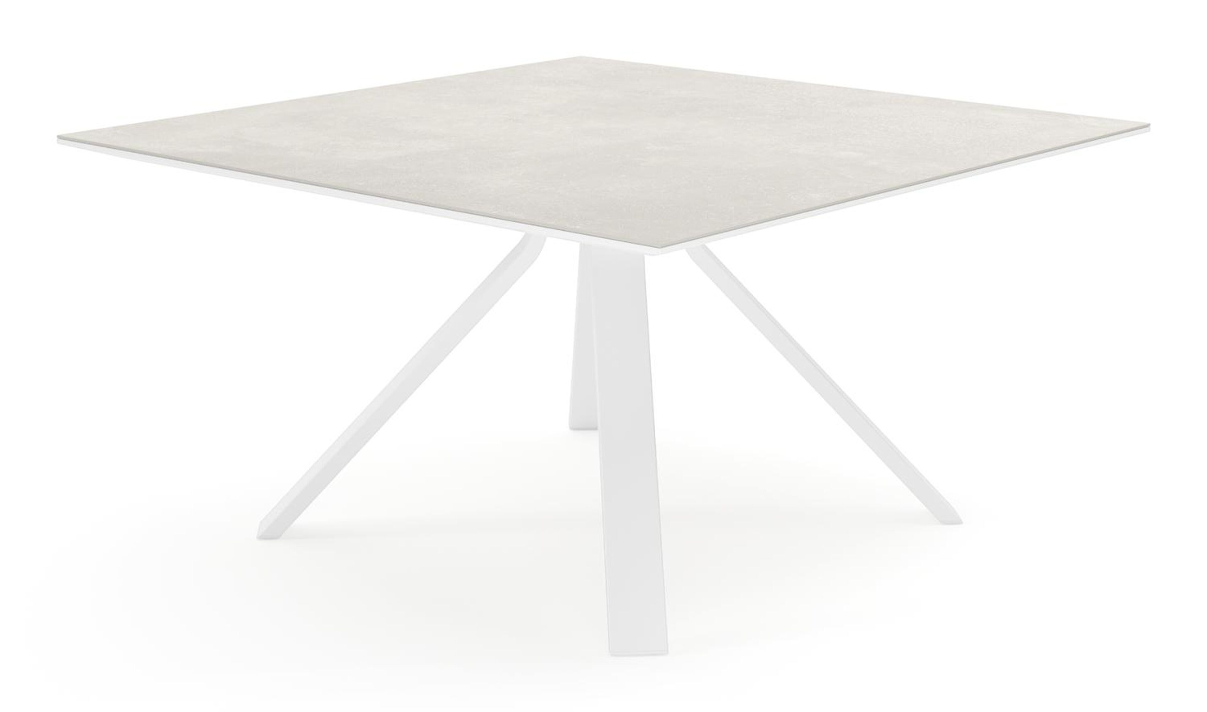 Cesano tuintafel vierkant in wit aluminium en volkeramiek new york - L 148 x B 148 x H 75 cm