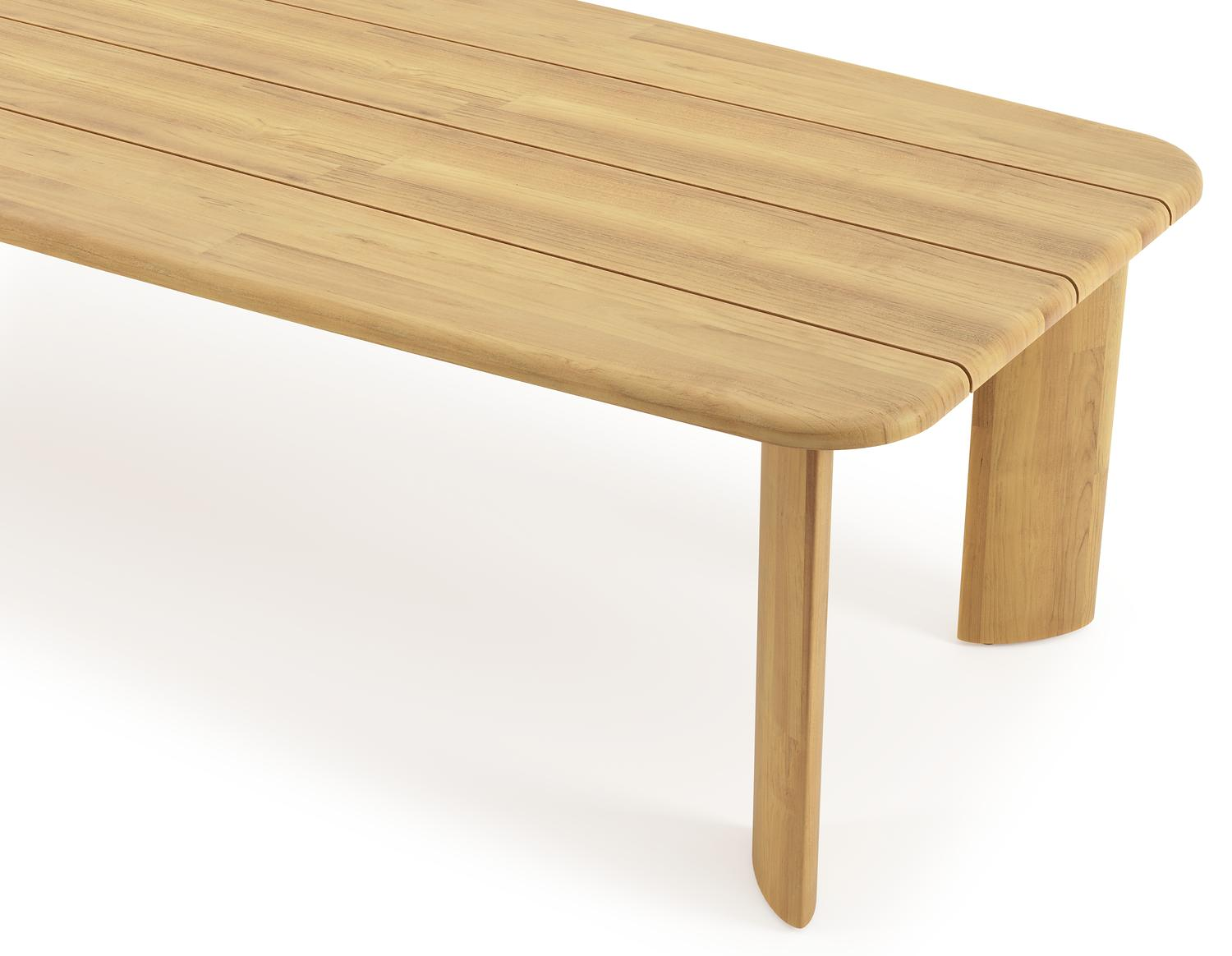 Table de jardin Gardo forme de bateau en teck - Lg. 315 x Lrg. 115 x Haut. 75 cm