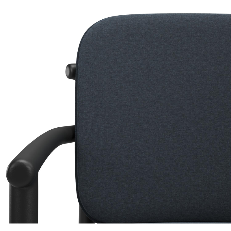 Bono stapelbare tuinstoel in zwart aluminium met stoelkussen in All Weather Sunbrella® Luxe Heritage Indigo