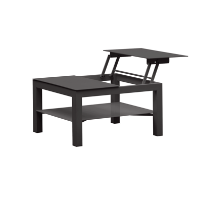 SEDONA koffietafel "2 folding tops" alu/glas zwart