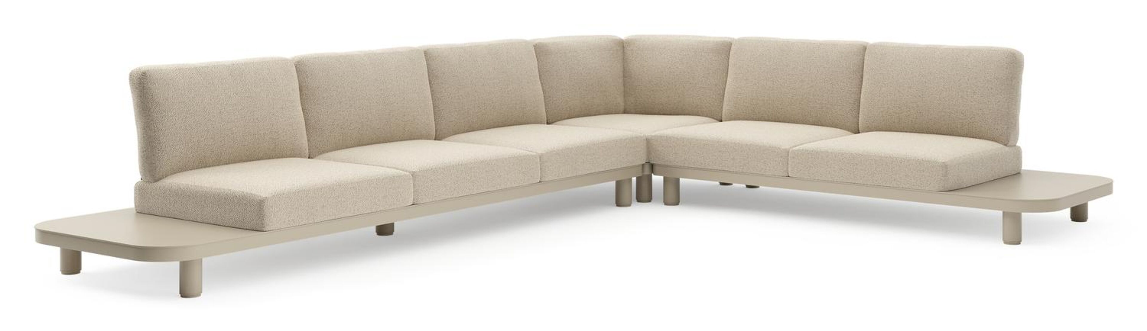 Salon de jardin d'angle Donato en aluminium beige et coussins en all weather cosytica bora forest