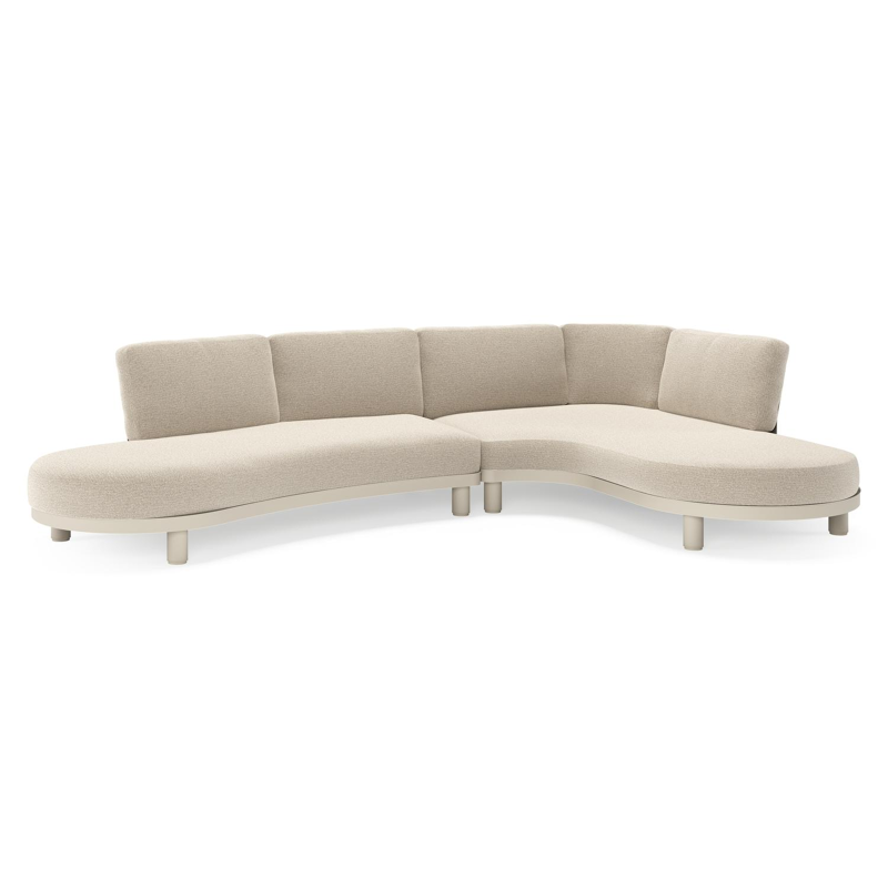 Donato loungehoek in beige aluminium met All Weather Cosytica Catania Sand kussen