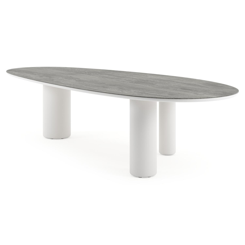Amico tuintafel mango in wit aluminium en volkeramiek Aspen Grey - L 320 x B 140 x H 73.5 cm