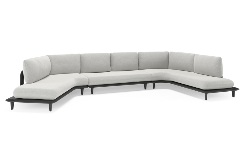 Bomero loungehoek in zwart aluminium met savane nimbus all weather sunbrella® luxe kussen