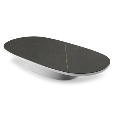 Amico loungetafel bombo in wit aluminium en volkeramiek Calatorao - L 171 x B 89 x H 24 cm