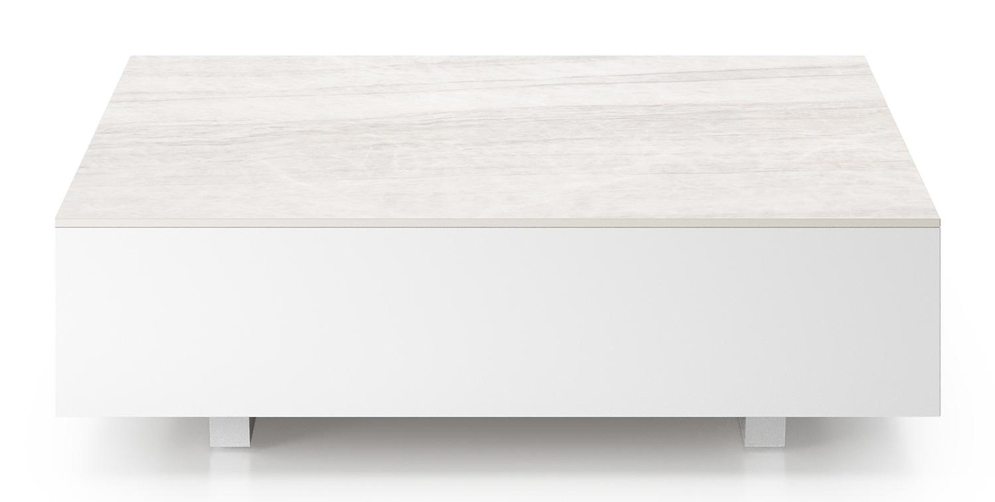 Table de basse Como rectangulaire en noir aluminium et céramique pleine Taj Mahal - Lg. 70 x Lrg. 80 x Haut. 20 cm