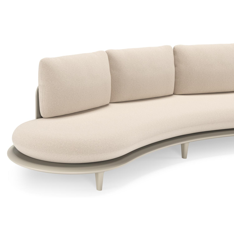Bomero loungeset in beige aluminium met heritage ash all weather sunbrella® luxe kussen