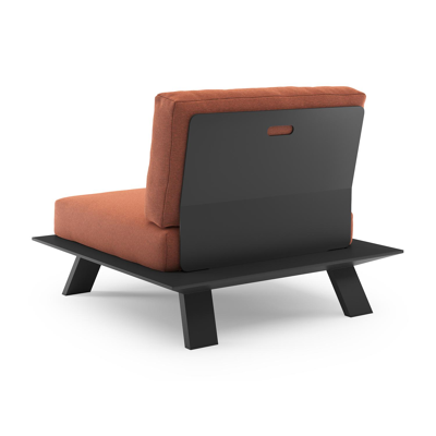 Cesano loungestoel in zwart aluminium met heritage rust all weather Sunbrella® luxe kussen