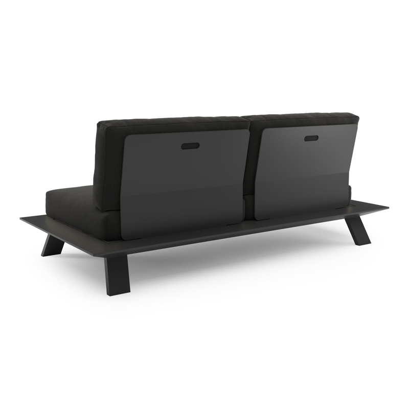 Cesano loungebank in zwart aluminium met natte sooty all weather Sunbrella® luxe kussen