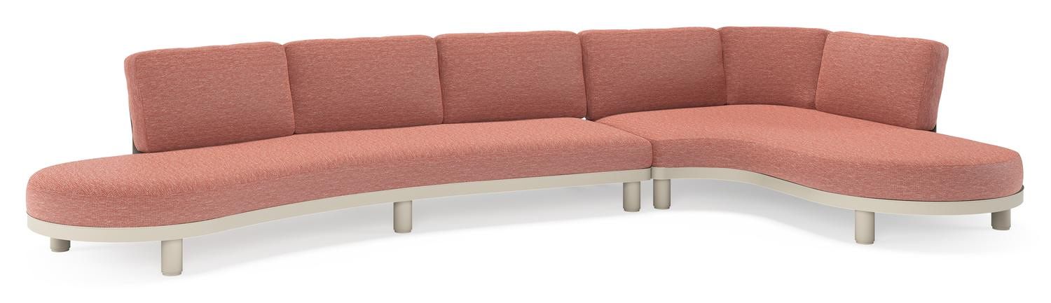 Salon de jardin d'angle Donato en aluminium beige et coussins en all weather sunbrella® luxe Slow Alezan