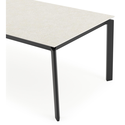 Cirello tuintafel in zwart aluminium en volkeramiek shilin - L 240 x B 100 x H 75 cm