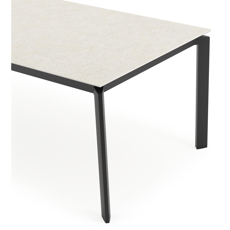 Cirello tuintafel in zwart aluminium en volkeramiek shilin - L 240 x B 100 x H 75 cm