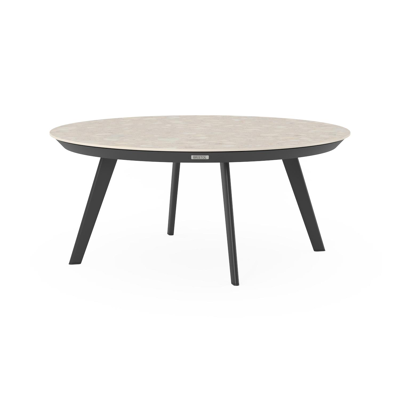 Rondo loungetafel in zwart aluminium en retrostone volkeramiek - Dia. 85 x H 35 cm