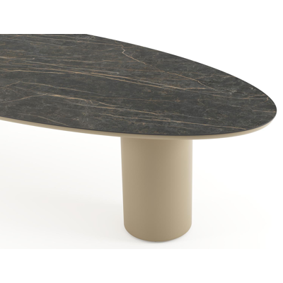 Amico tuintafel ovaal in beige aluminium en volkeramiek Black Obsession - L 320 x B 130 x H 73.5 cm