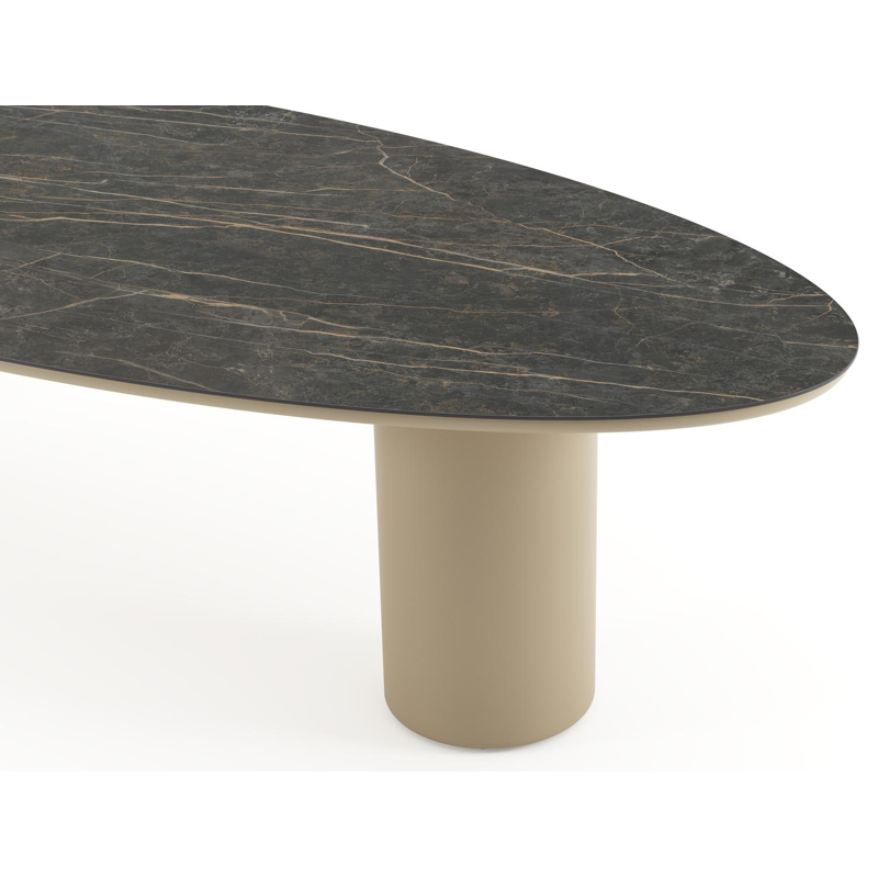 Amico tuintafel ovaal in beige aluminium en volkeramiek Black Obsession - L 320 x B 130 x H 73.5 cm