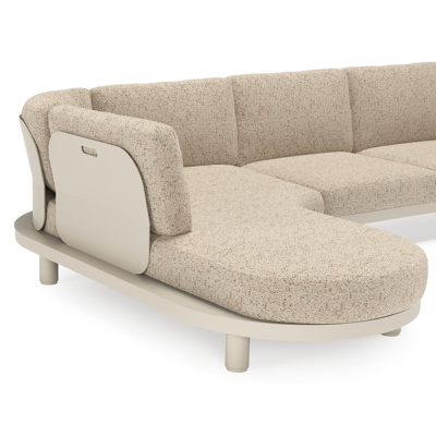 Donato loungehoek in beige aluminium met bora jungle all weather cosytica kussen