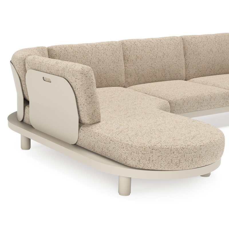 Donato loungehoek in beige aluminium met bora jungle all weather cosytica kussen