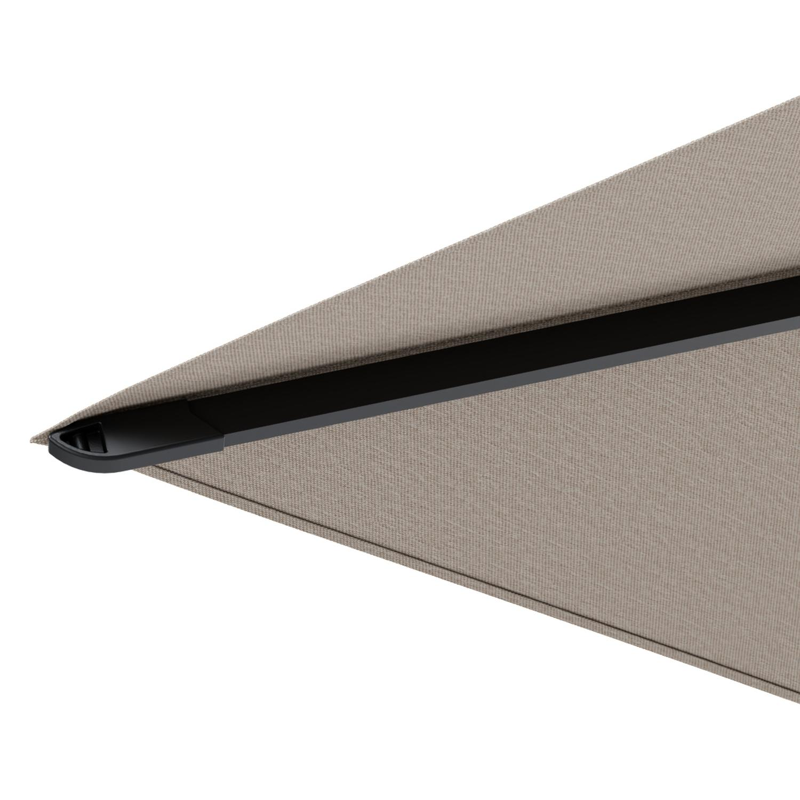Viola staanparasol in zwart aluminium en beige Weather+ Softtouch parasoldoek - L1 300 x L2 300 cm met parasolvoet Intenso 60 kg