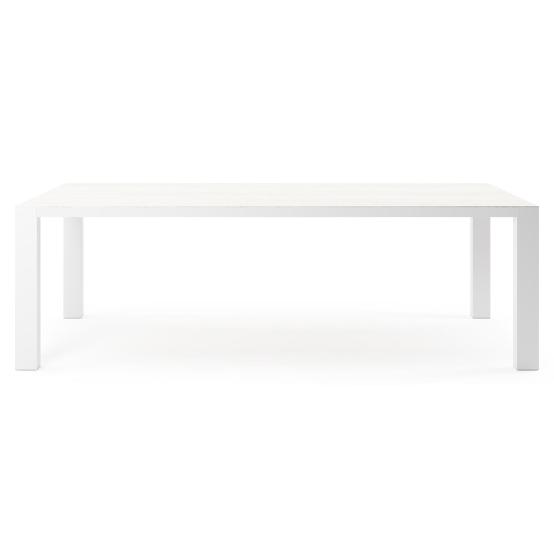 Nano tuintafel rechthoekig in wit aluminium en volkeramiek calista - L 240 x B 148 x H 75 cm