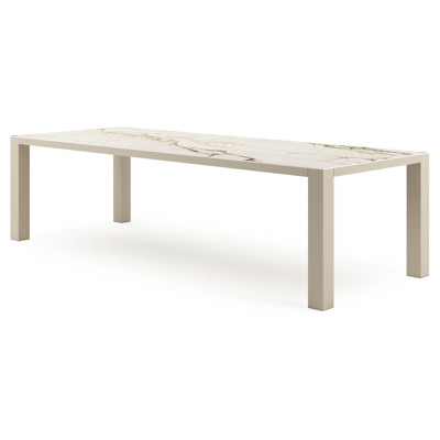 Nano tuintafel rechthoekig in beige aluminium en volkeramiek Colorado Dunes L 280 x B 110 x H 75 cm x H 75 cm