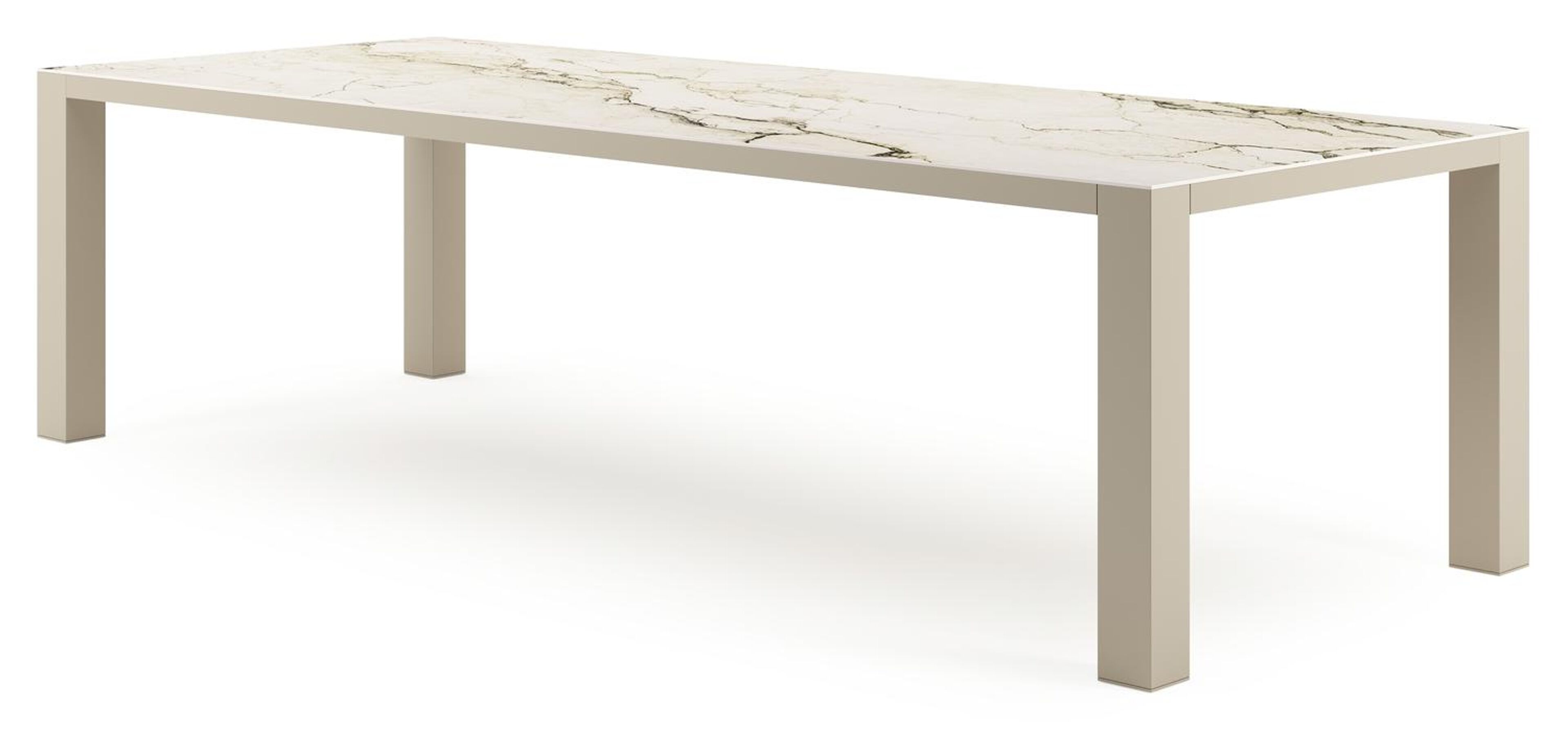 Nano tuintafel rechthoekig in beige aluminium en volkeramiek Colorado Dunes L 280 x B 110 x H 75 cm