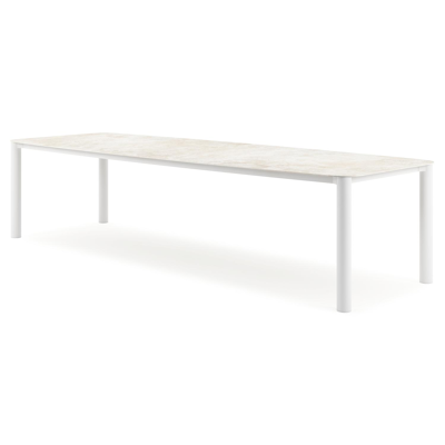 Orso tuintafel bootvorm in wit aluminium en volkeramiek Rapolano L 315 x B 115 cm
