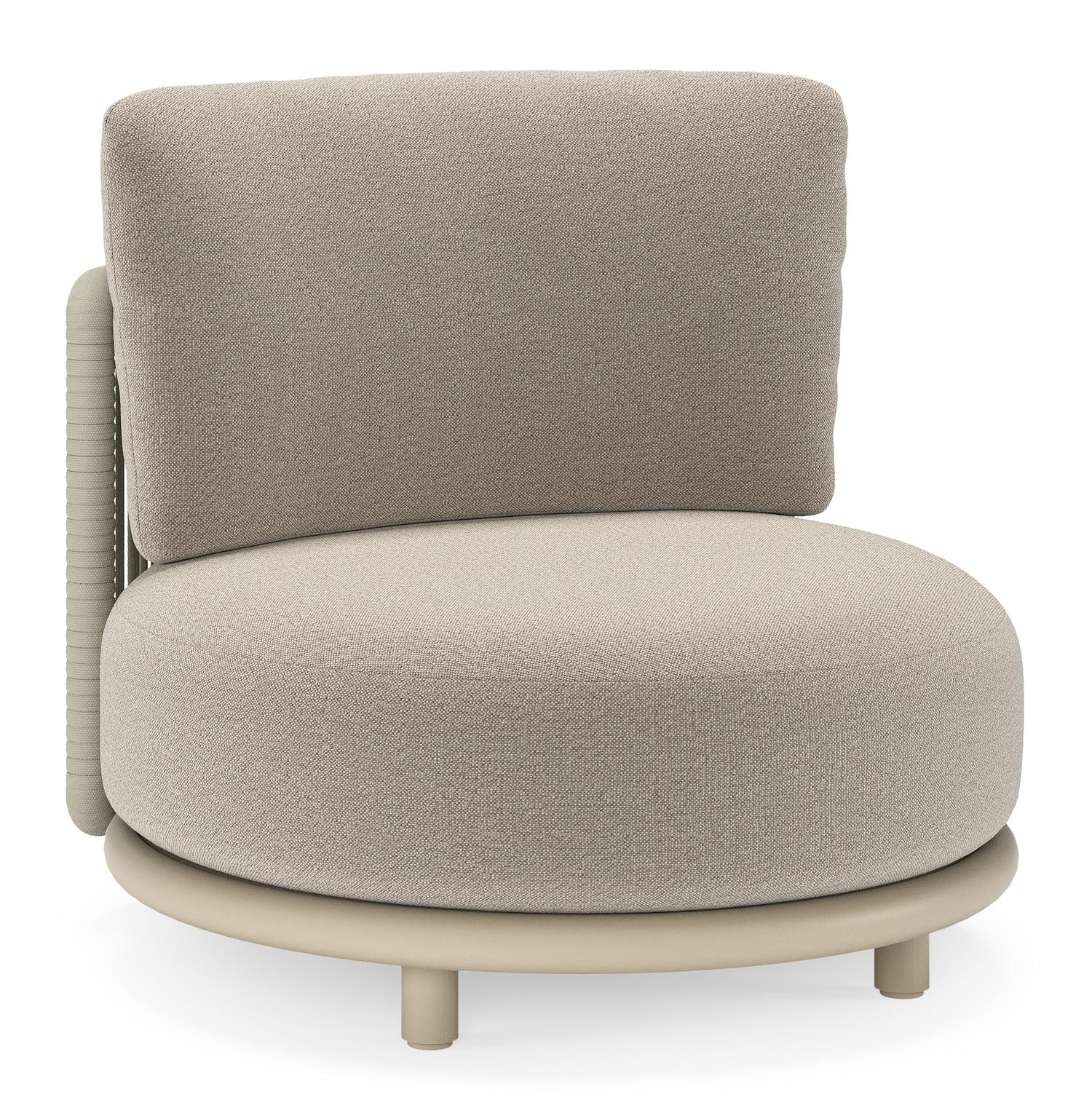 Lomano loungestoel in beige aluminium en beige verticaal geweven luxe vlakke rope met Savane Coconut all weather sunbrellaÂ® luxe