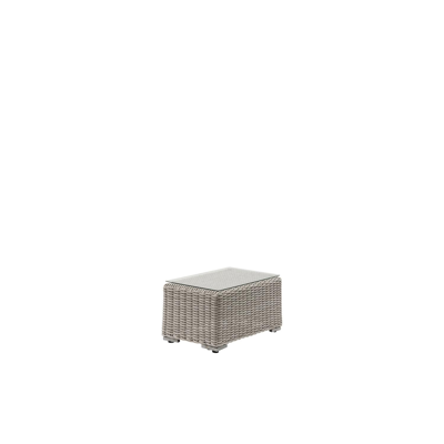 CANNA table d'appoint alu/résine tres. demi-ronde 7mm blanc-gris avec verre