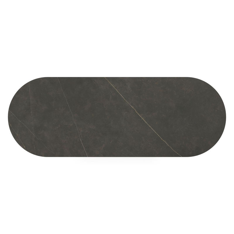 Organo tuintafel ovaal in zwart aluminium en volkeramiek  calatorao - L 300 x B 110 x H 74 cm