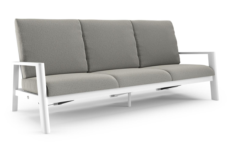 Cirello loungebank in wit aluminium met savane tunder all weather sunbrella® luxe kussen