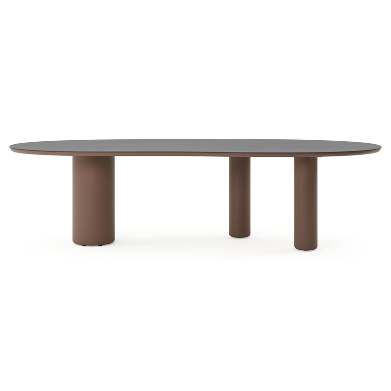 Amico tuintafel organisch in taupe aluminium en volkeramiek Basalt Black - L 280 x B 120 x H 73.5 cm