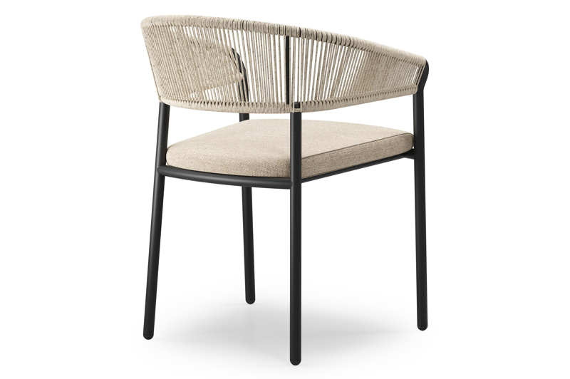 Feltro rechthoekige tuinset in zwart aluminium en teak natural finish met 4 Zamora tuinstoelen