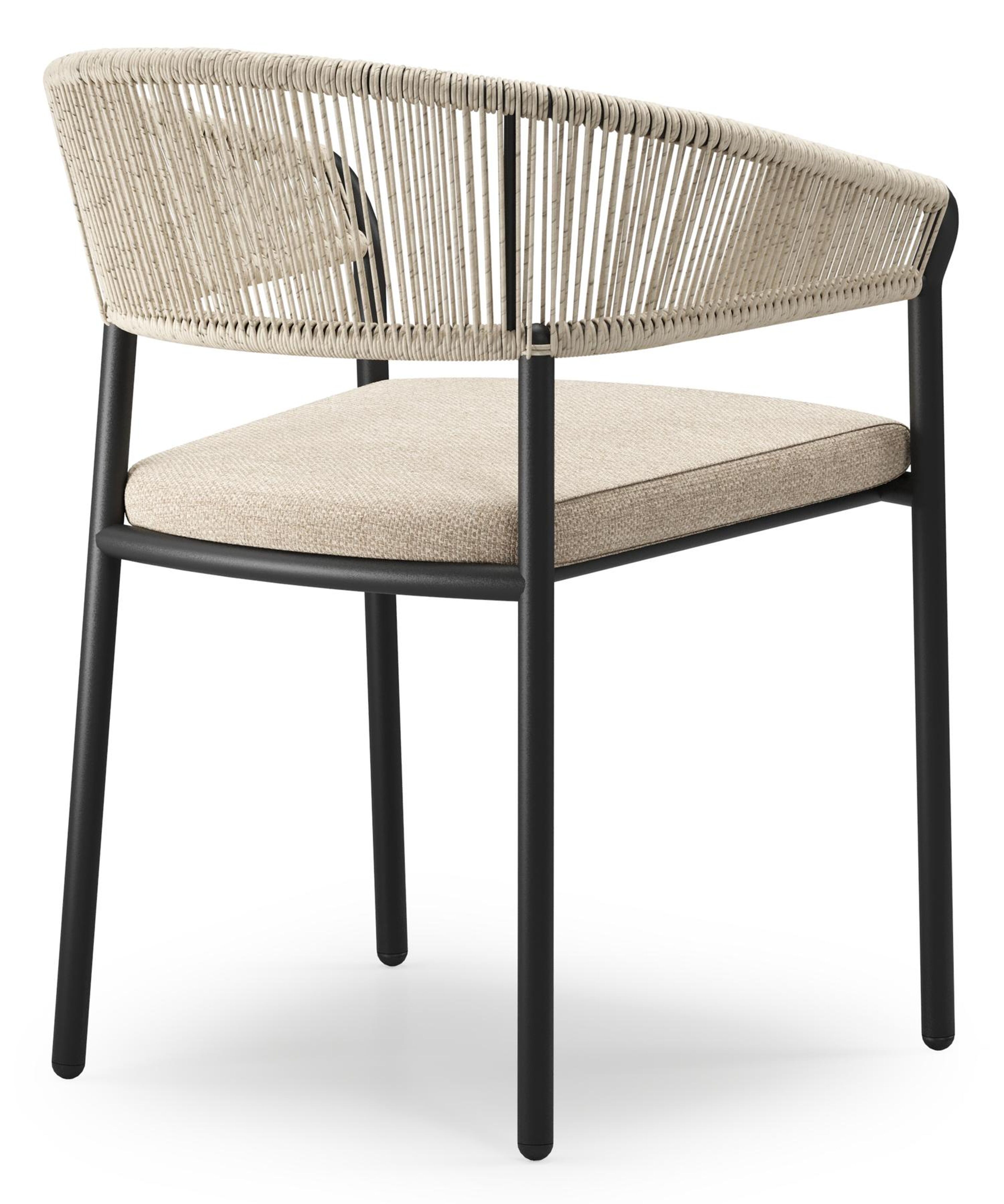 Feltro tuinset in zwart aluminium en sintered stone Crema minerale met 2 Zamora tuinstoelen