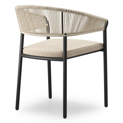 Feltro rechthoekige tuinset in zwart aluminium en teak natural finish met 4 Zamora tuinstoelen