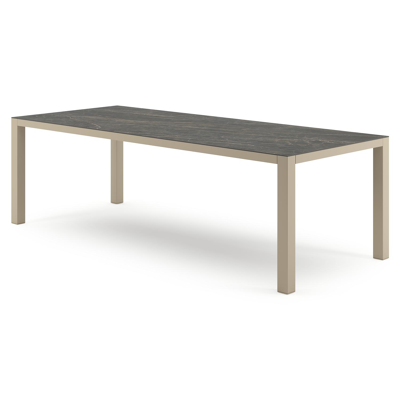 Como tuintafel rechthoekig in beige aluminium en volkeramiek Black Obsession - L 240 x B 100 x H 73 cm