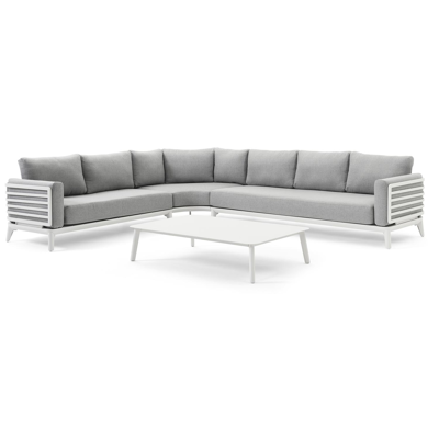 Mosa loungeset in wit aluminium met grijs weather+ softtouch en loungetafel