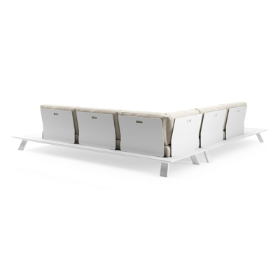 Salon de jardin d'angle Cesano en aluminium blanc et coussin en all weather Cosytica althea off white