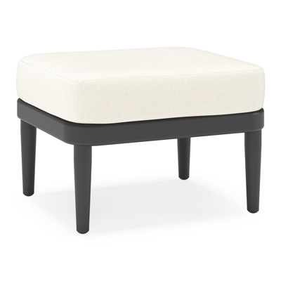 Pouf Orso en aluminium noir et coussins en all weather sunbrella® luxe Natte White