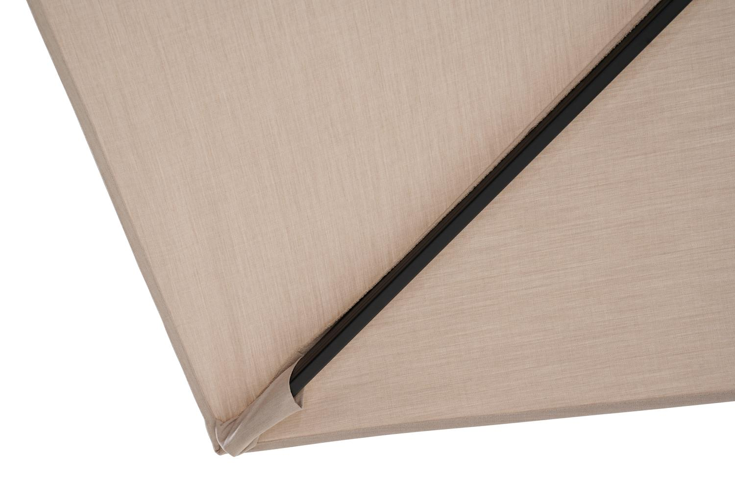 Rufina zweefparasol met tiltfunctie in zwart aluminium met beige all weather sunbrella® premium parasoldoek - L1 300 x L2 300 cm (zonder voet)