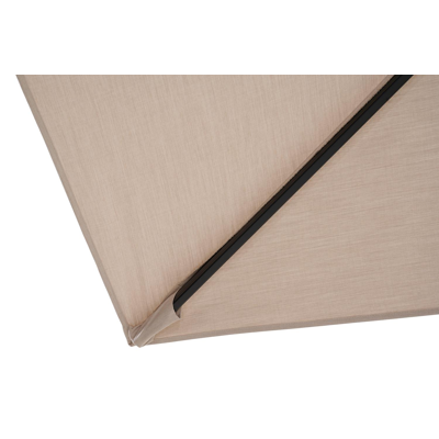 Rufina zweefparasol met tiltfunctie in zwart aluminium met beige all weather sunbrella® premium parasoldoek - L1: 300 x L2: 300 cm (met voet)