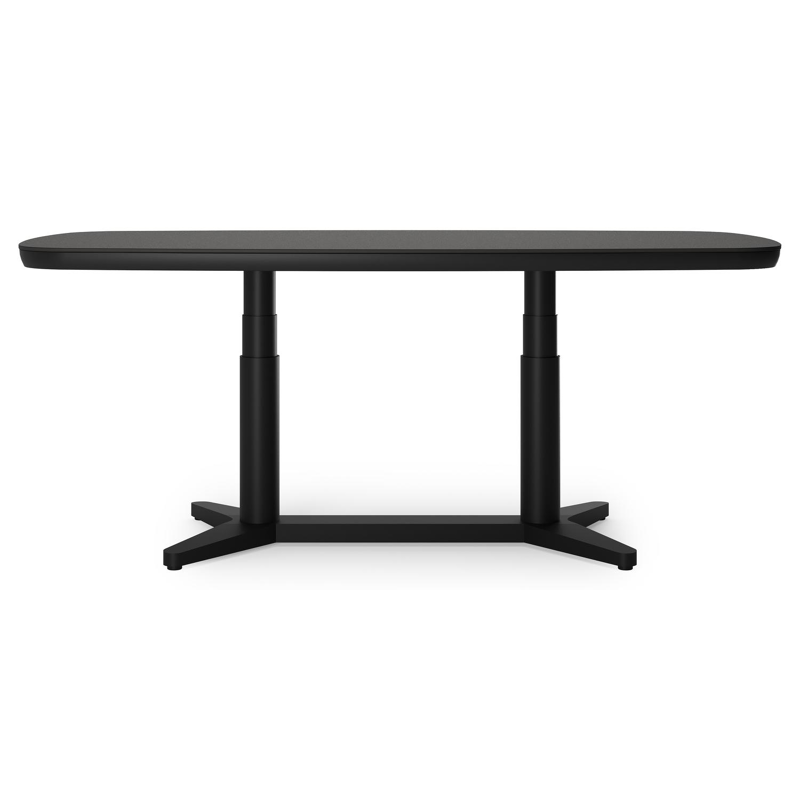 Tarsia tuintafel rond in zwart aluminium en Notte Minerale sintered stone - L 90 x B 180 x H 74.5 cm