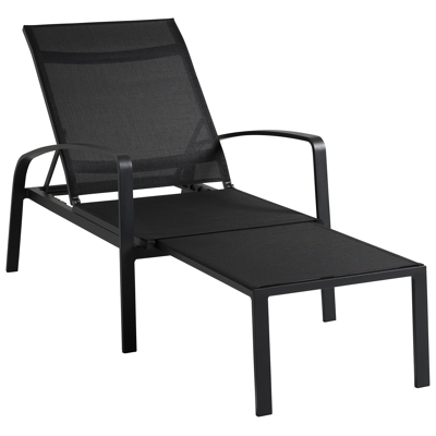 Asti verstelbaar ligbed in zwart aluminium met zwart textilene met armleuning