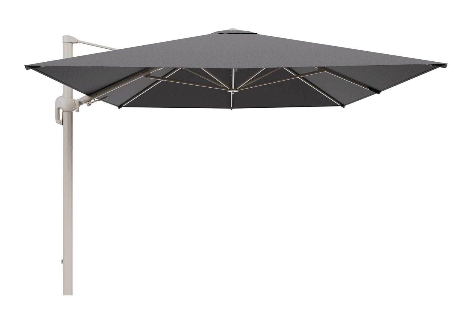 Parasol pendant Rufina avec fonction tilt en aluminium beige et toile de parasol en All Weather Solica Firenze Tunder  - Lg.1 400 x Lg.2 300 cm (sans pied de parasol
