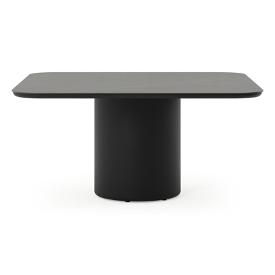 Amico tuintafel afgerond vierkant in zwart aluminium en volkeramiek Calatorao - L 148 x B 148 x H 73.5 cm