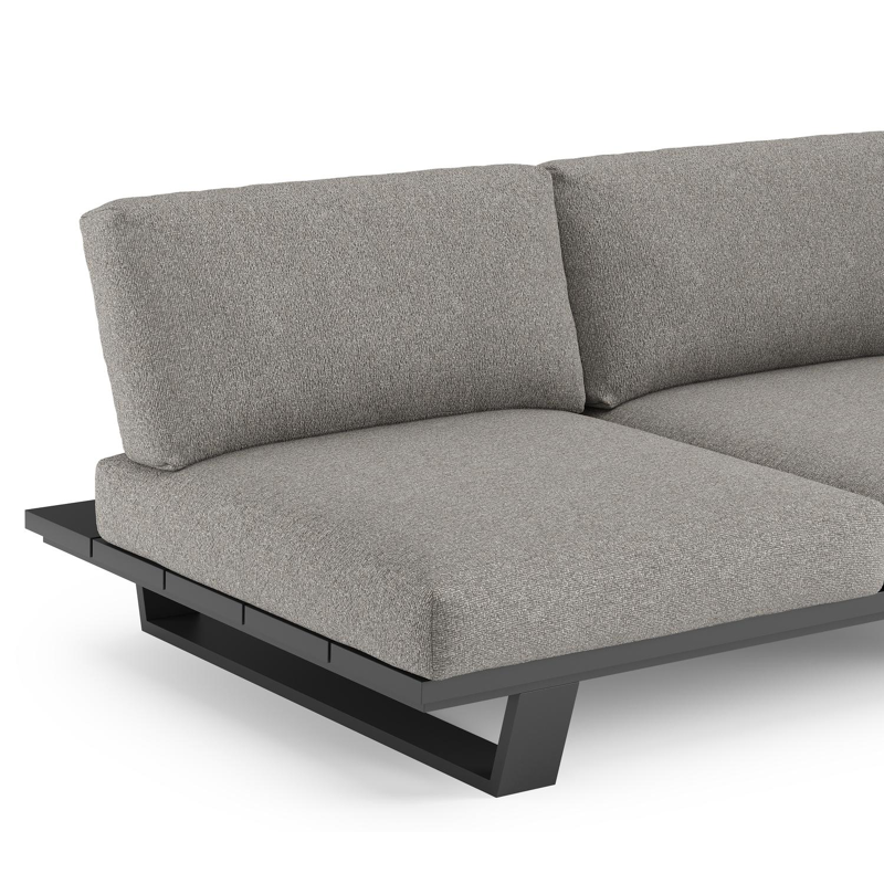 Pagino loungebank in zwart aluminium met tundra charcoal all weather sunbrella® luxe kussen