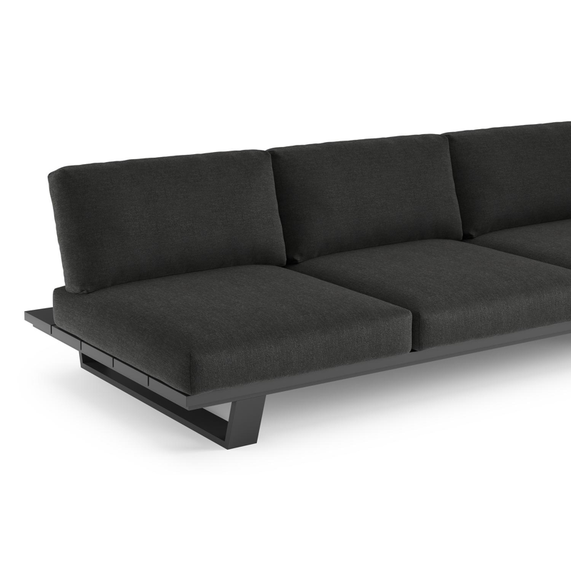 Pagino loungebank in zwart aluminium met chartres sooty all weather sunbrella® luxe kussen